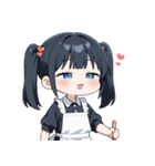 ゆるいエプロンの女の子スタンプ（個別スタンプ：21）