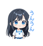 ゆるいエプロンの女の子スタンプ（個別スタンプ：22）