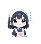 ゆるいエプロンの女の子スタンプ（個別スタンプ：31）