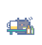 夏とドットねこ！！黒猫（個別スタンプ：18）