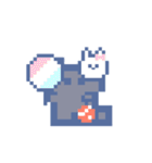 夏とドットねこ！！黒猫（個別スタンプ：34）