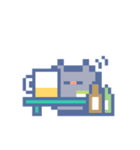 夏とドットねこ！！グレー猫（個別スタンプ：18）