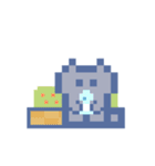 夏とドットねこ！！グレー猫（個別スタンプ：32）