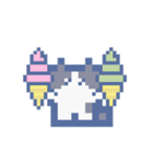 夏とドットねこ！！ハチワレ（個別スタンプ：23）