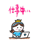 クレヨン おひめさま ヘタ かわいい (大)（個別スタンプ：1）
