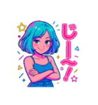アニメかわいい女の子のスタンプネオンカラ（個別スタンプ：11）