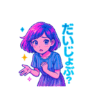 アニメかわいい女の子のスタンプネオンカラ（個別スタンプ：12）
