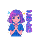 アニメかわいい女の子のスタンプネオンカラ（個別スタンプ：21）