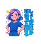 アニメかわいい女の子のスタンプネオンカラ（個別スタンプ：22）