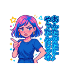 アニメかわいい女の子のスタンプネオンカラ（個別スタンプ：24）