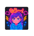 アニメかわいい女の子のスタンプネオンカラ（個別スタンプ：28）
