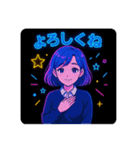 アニメかわいい女の子のスタンプネオンカラ（個別スタンプ：30）