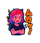 アニメかわいい女の子のスタンプネオンカラ（個別スタンプ：32）
