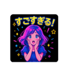 アニメかわいい女の子のスタンプネオンカラ（個別スタンプ：33）