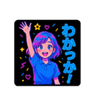 アニメかわいい女の子のスタンプネオンカラ（個別スタンプ：35）
