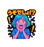 アニメかわいい女の子のスタンプネオンカラ（個別スタンプ：36）