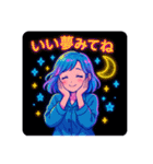 アニメかわいい女の子のスタンプネオンカラ（個別スタンプ：39）