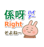 広東語＋英語＋日本語 ピンクうさぎ（個別スタンプ：30）