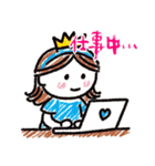クレヨン おひめさま ヘタ かわいい (小)（個別スタンプ：1）