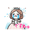 クレヨン おひめさま ヘタ かわいい (小)（個別スタンプ：18）