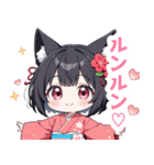ゆるっとした黒狐の女の子スタンプ（個別スタンプ：29）