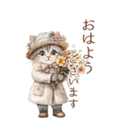 ビンテージ水彩画のねこBIG（個別スタンプ：1）
