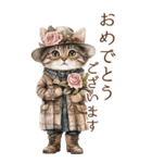 ビンテージ水彩画のねこBIG（個別スタンプ：19）