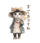 ビンテージ水彩画のねこBIG（個別スタンプ：21）