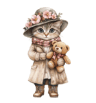 ビンテージ水彩画のねこBIG（個別スタンプ：26）