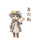 ビンテージ水彩画のねこBIG（個別スタンプ：33）