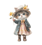 ビンテージ水彩画のねこBIG（個別スタンプ：37）