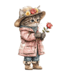 ビンテージ水彩画のねこBIG（個別スタンプ：38）
