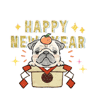 【再販】飛び出す！パグと新年のご挨拶♪（個別スタンプ：4）