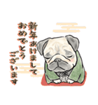 【再販】飛び出す！パグと新年のご挨拶♪（個別スタンプ：6）