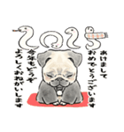 【再販】飛び出す！パグと新年のご挨拶♪（個別スタンプ：8）