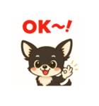 【毎日使える】チワワ（黒白）日常挨拶_2（個別スタンプ：22）