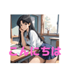 木之本レール作AIあいちゃん白紺挨拶専門（個別スタンプ：14）