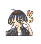 ウルフカットの女の子スタンプ（個別スタンプ：10）