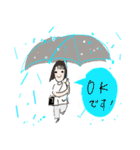 雨の日専用10人〜傘と人と猫のおはよう沢山（個別スタンプ：4）