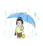 雨の日専用10人〜傘と人と猫のおはよう沢山（個別スタンプ：10）
