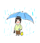 雨の日専用10人〜傘と人と猫のおはよう沢山（個別スタンプ：11）