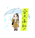 雨の日専用10人〜傘と人と猫のおはよう沢山（個別スタンプ：16）