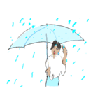 雨の日専用10人〜傘と人と猫のおはよう沢山（個別スタンプ：26）