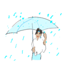 雨の日専用10人〜傘と人と猫のおはよう沢山（個別スタンプ：27）