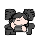 ラグビーすきな女の子（黒）（個別スタンプ：3）