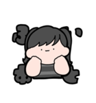 ラグビーすきな女の子（黒）（個別スタンプ：4）