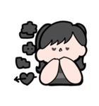 ラグビーすきな女の子（黒）（個別スタンプ：5）