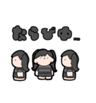 ラグビーすきな女の子（黒）（個別スタンプ：6）