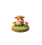 3D 牛の家族（個別スタンプ：1）
