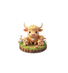 3D 牛の家族（個別スタンプ：6）